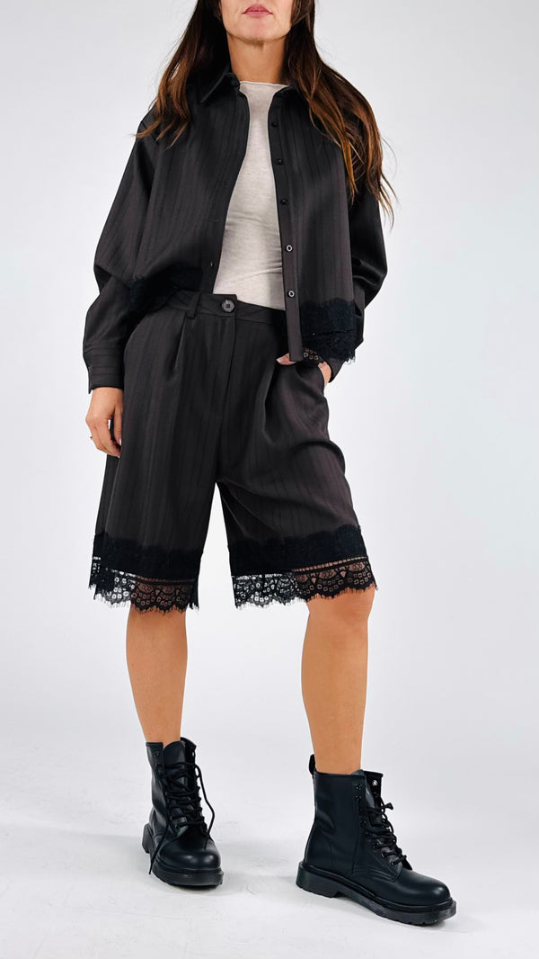Bermuda gessato+pizzo H.