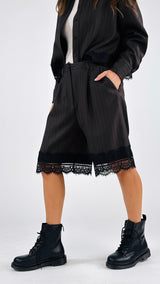 Bermuda gessato+pizzo H.