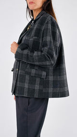 Giacca doppiopetto tartan spille T.