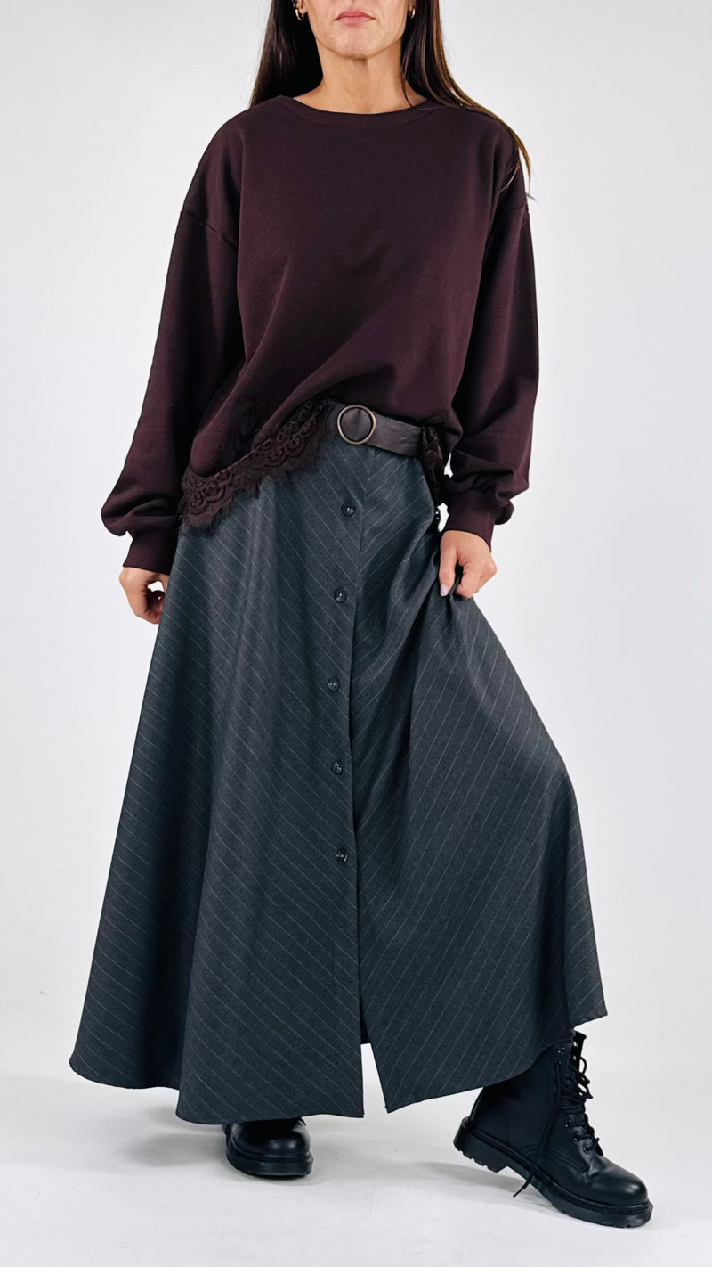 Gonna twill gessata bottoni T.