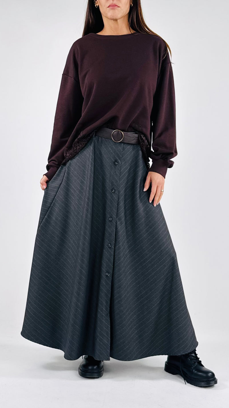 Gonna twill gessata bottoni T.