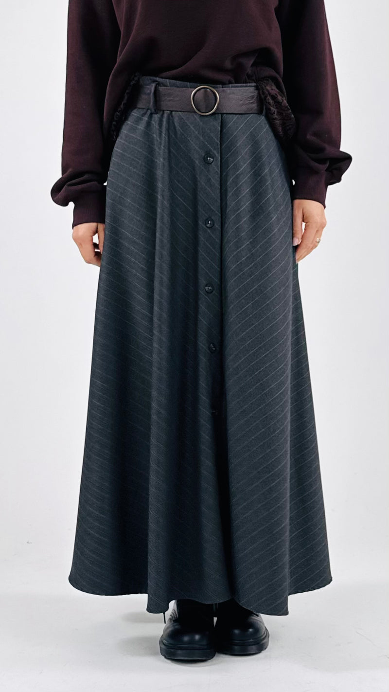 Gonna twill gessata bottoni T.