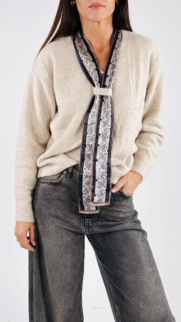 Cardigan infeltrito foulard