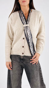 Cardigan infeltrito foulard