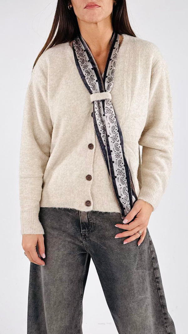 Cardigan infeltrito foulard