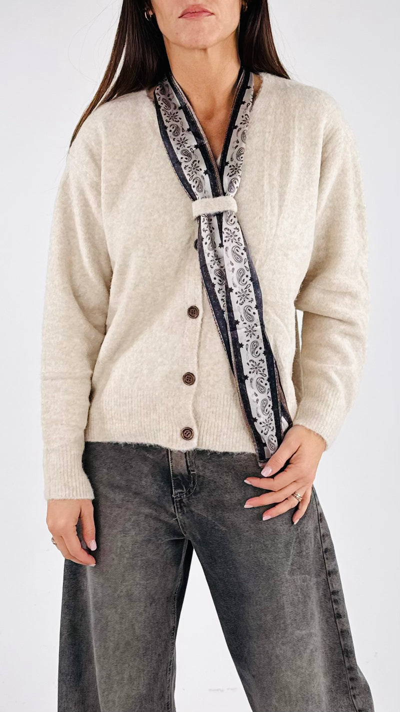Cardigan infeltrito foulard