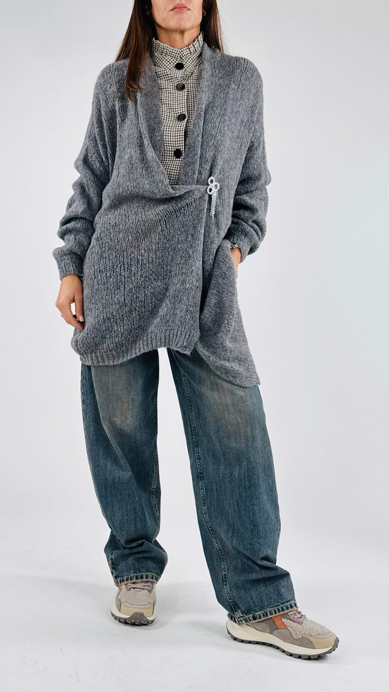 Cardigan spilla strass H.