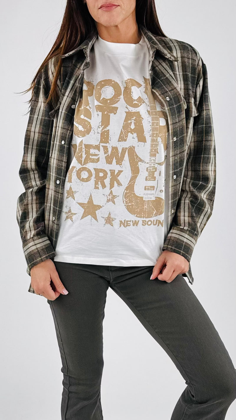 Camicia check+t-shirt T.