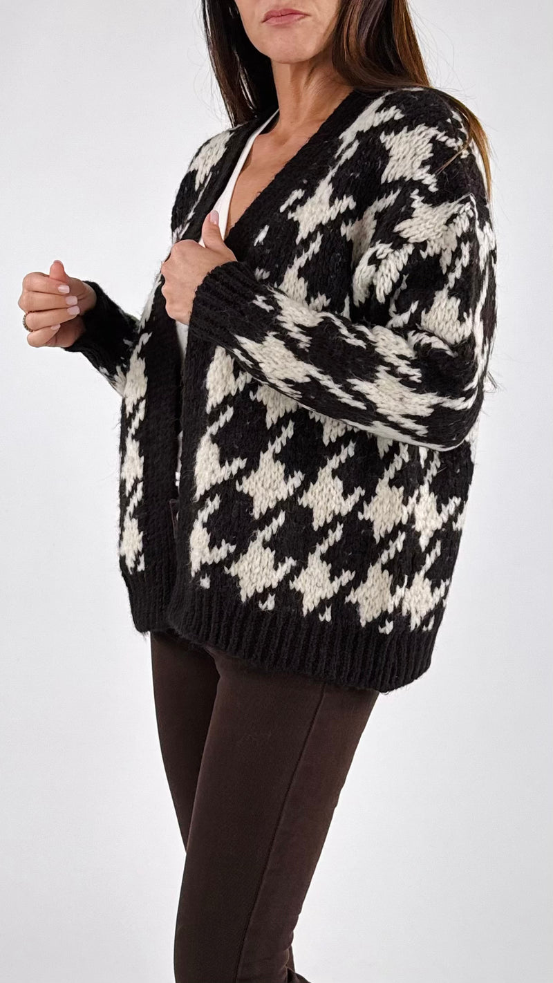 Cardigan pied de poule H.