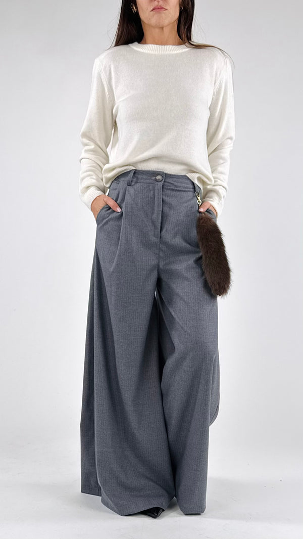 Pantalone palazzo flanella gessato H.