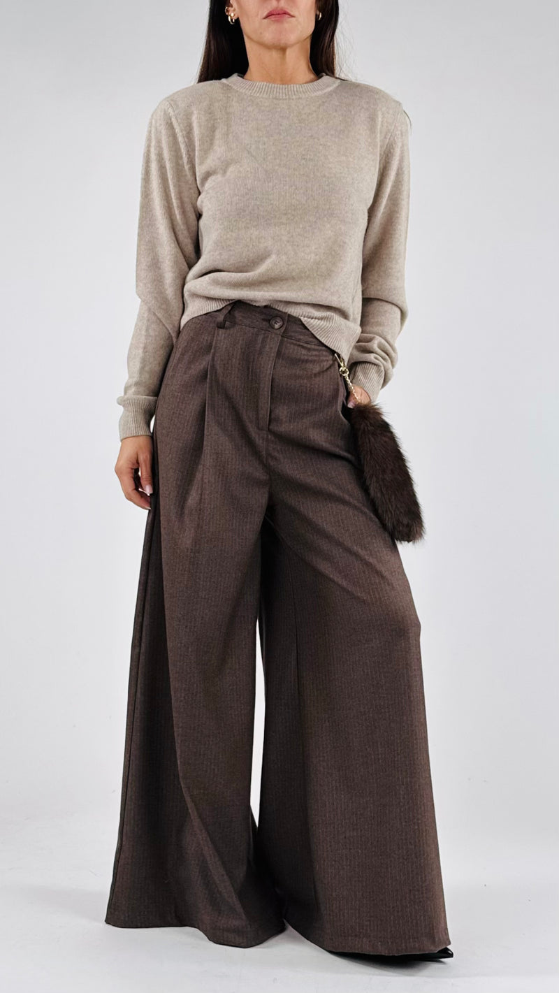 Pantalone palazzo flanella gessato H.