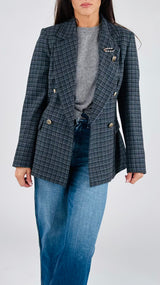 Giacca doppiopetto quadretto azzurro T.