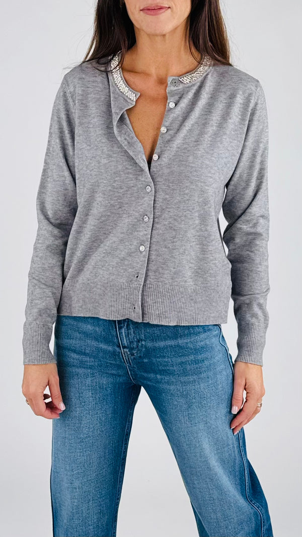 Cardigan girocollo strass You