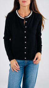 Cardigan girocollo strass You