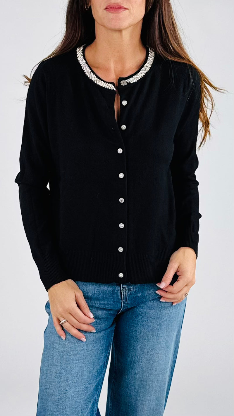 Cardigan girocollo strass You