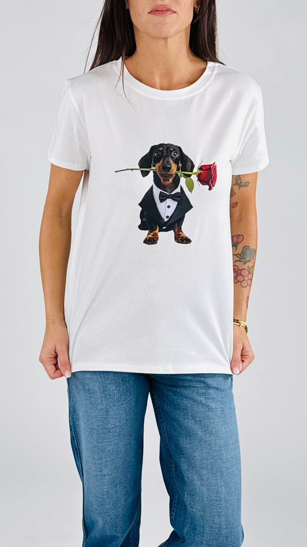 T-shirt bassotto rosa Vic.