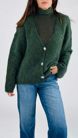 Cardigan mohair bottoni gioiello twin