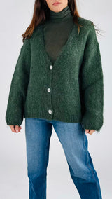 Cardigan mohair bottoni gioiello twin