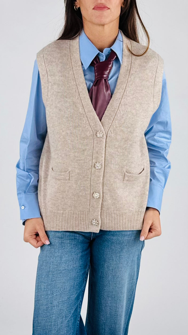 Gilet over bottoni gioello twin