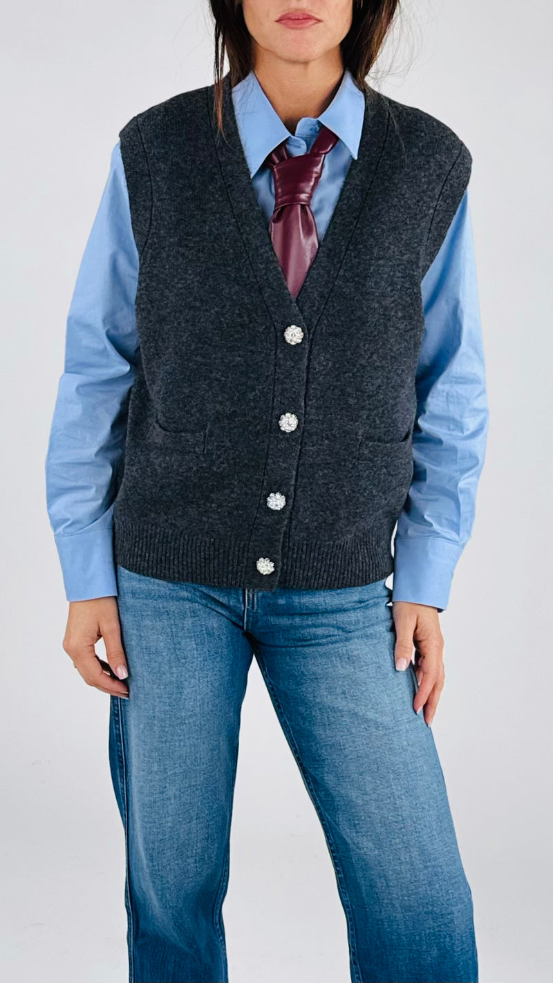 Gilet over bottoni gioello twin