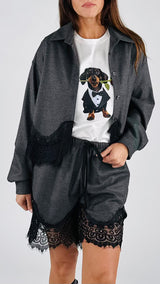 Camicia crop manopesca+pizzo H.