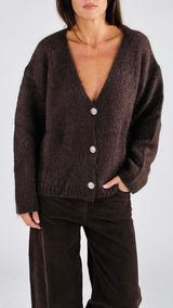 Cardigan mohair bottoni gioiello twin