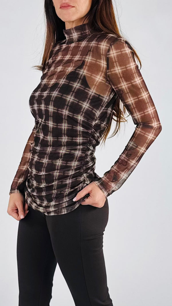 Maglia tulle check T.