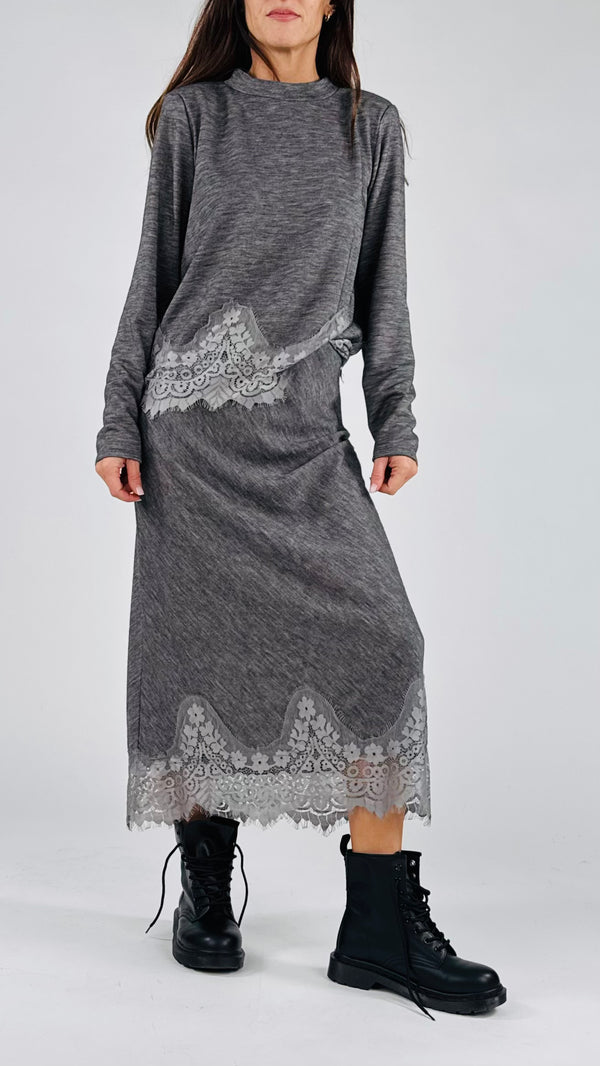 Gonna fiammata pizzo T.