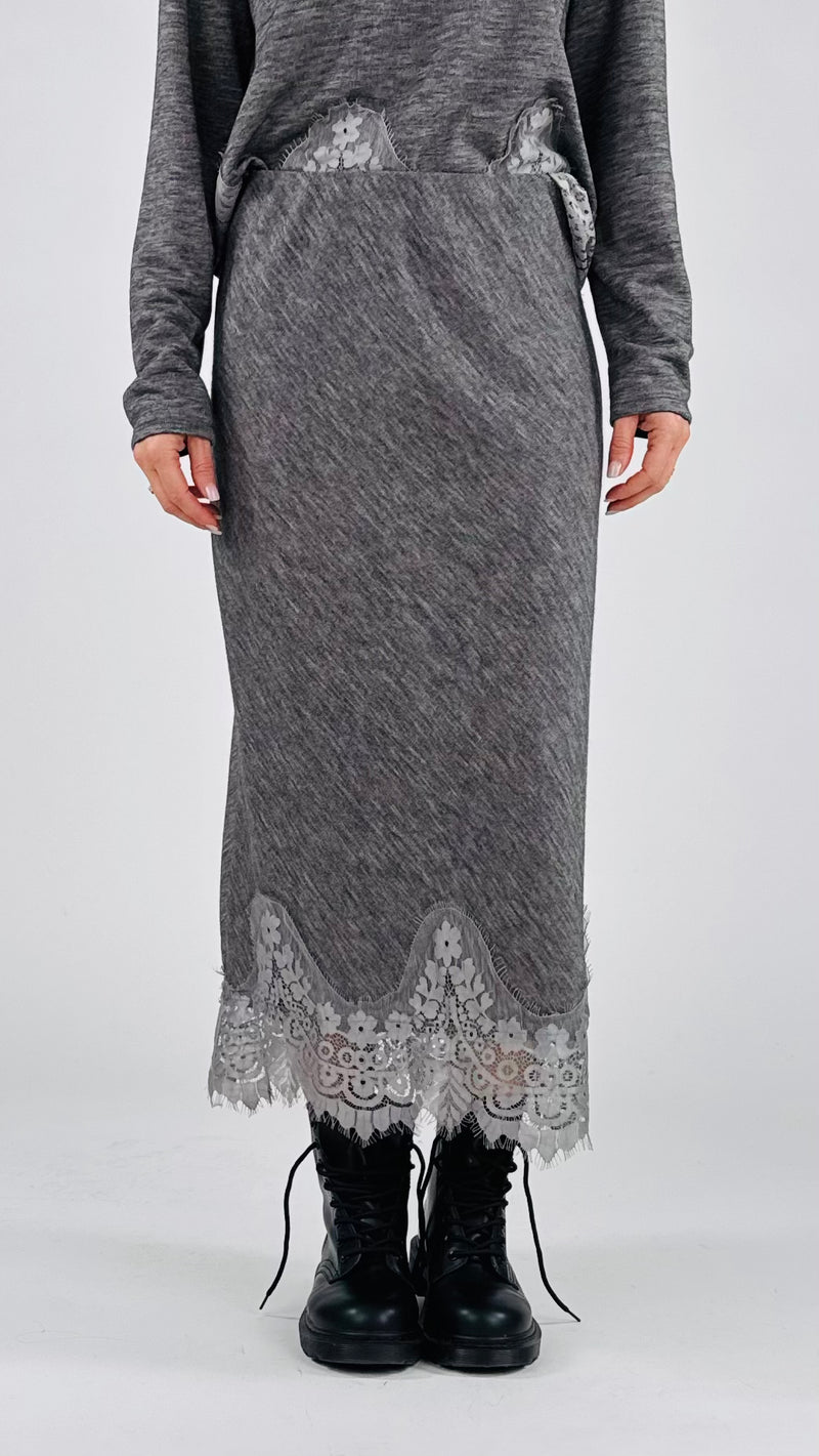 Gonna fiammata pizzo T.