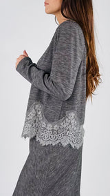 Maglia spallina fiammata pizzo T.