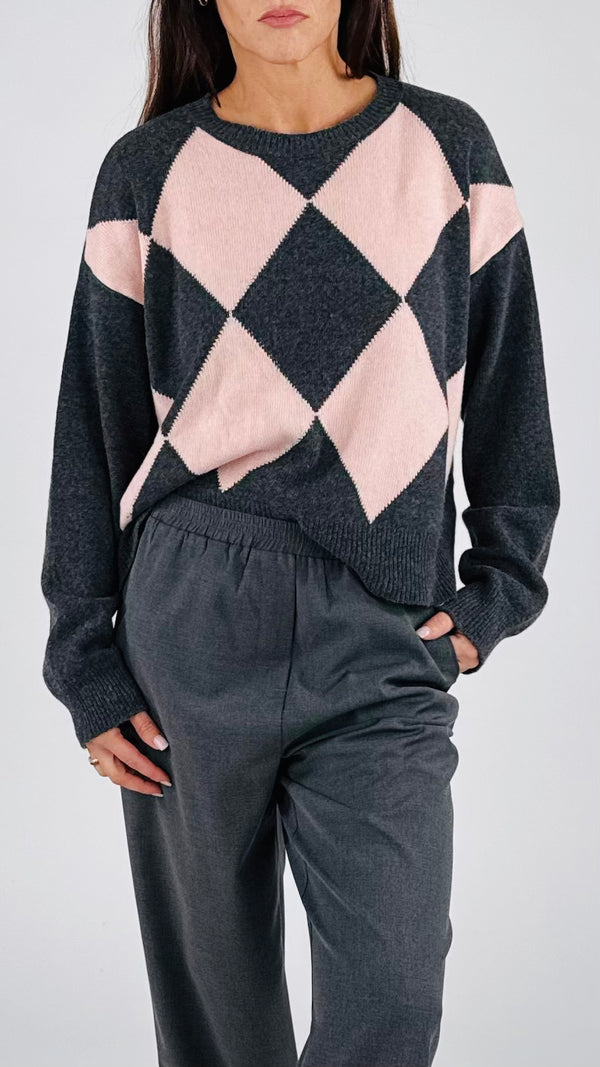 Pull losanghe cachemire T.