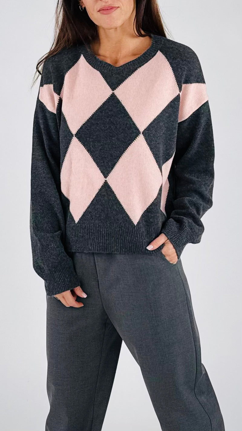 Pull losanghe cachemire T.