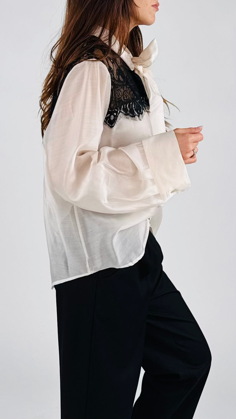 Camicia organza carrè pizzo H.