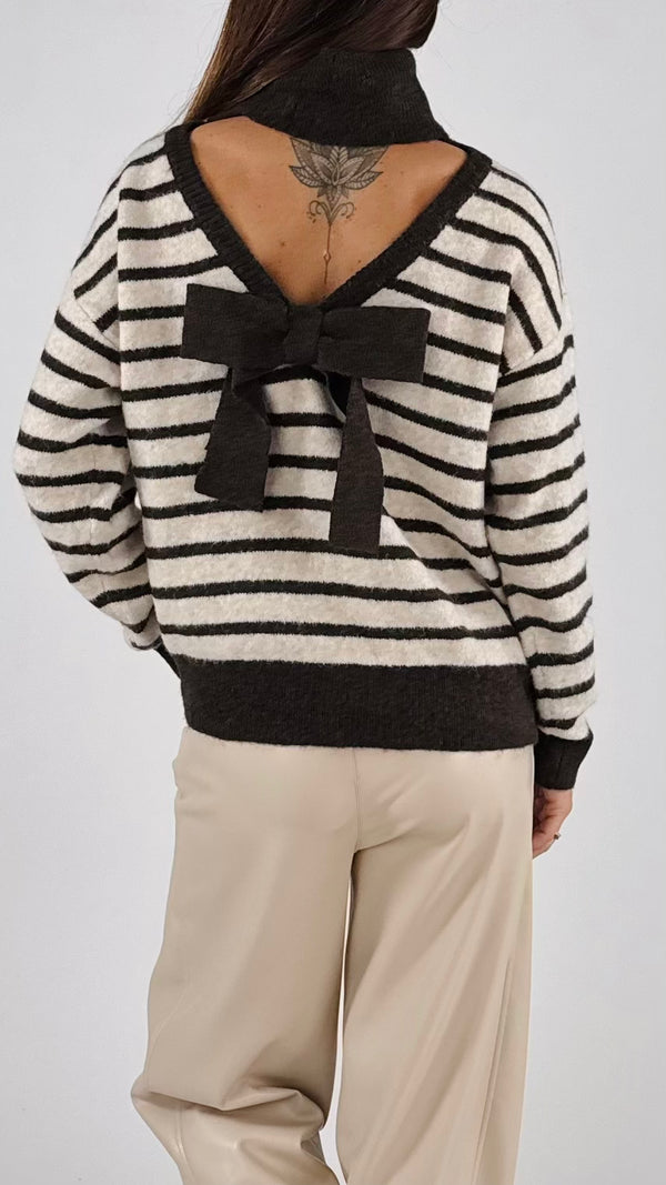 Pull righe fiocco schiena