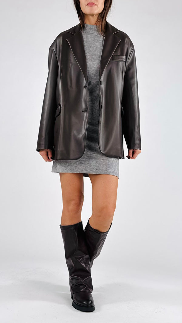 Giacca over ecopelle T.