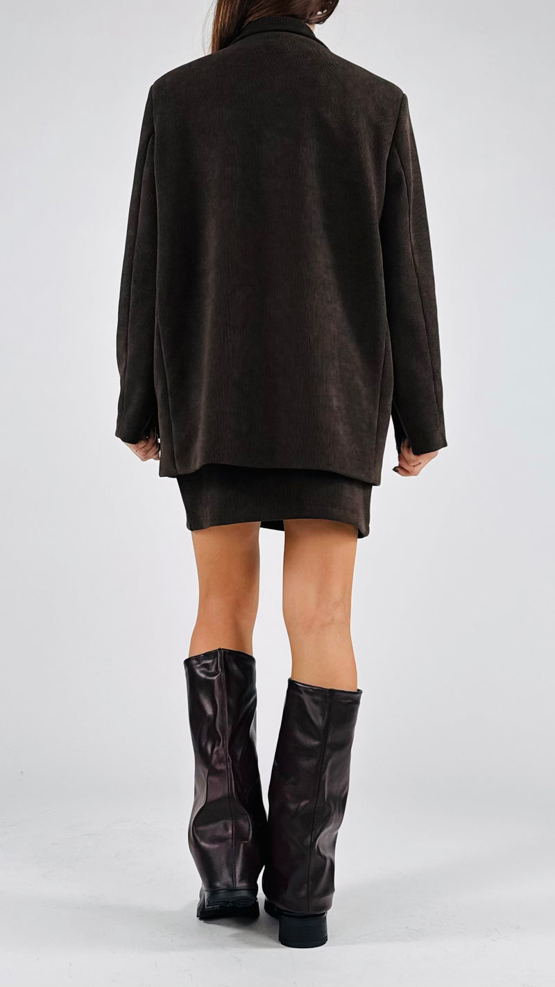 Giacca over velluto 1000 righe cintura H.