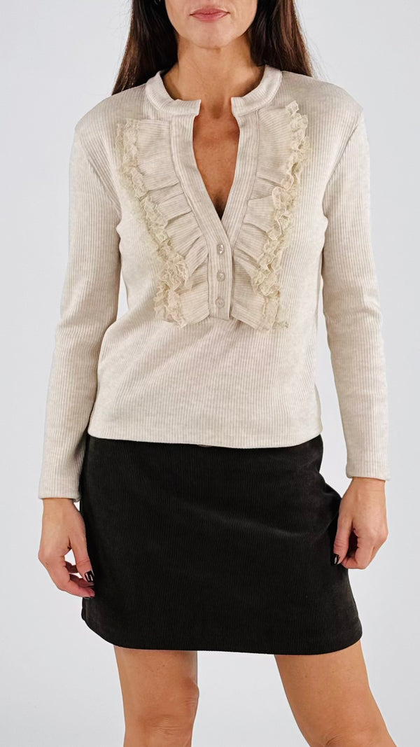 Serafino costina stretta scollo rouche H.