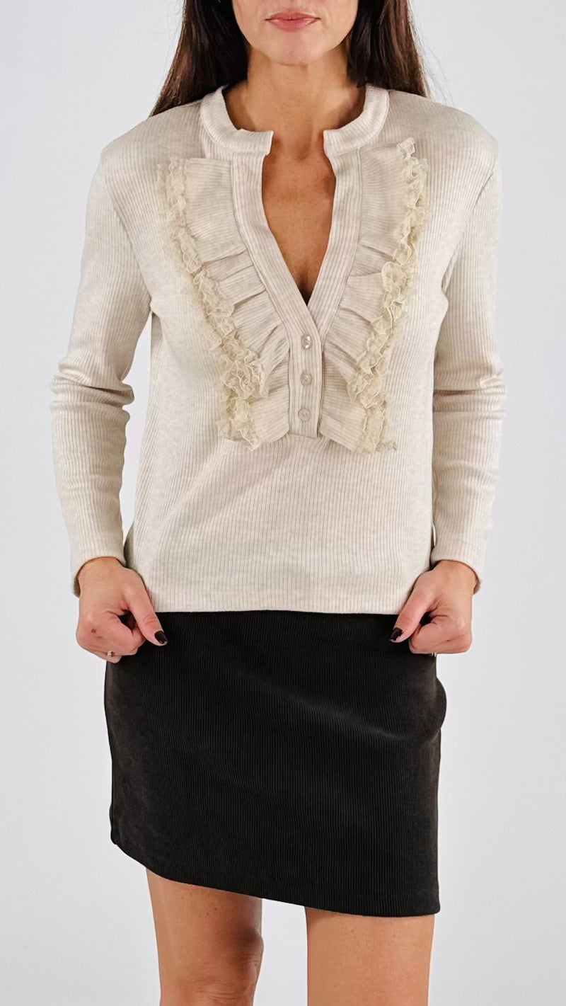 Serafino costina stretta scollo rouche H.