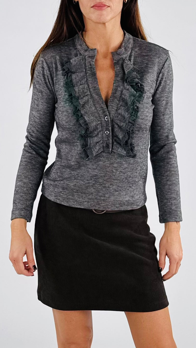 Serafino costina stretta scollo rouche H.