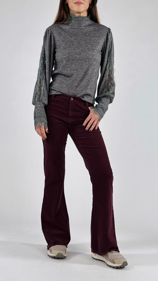 Pantalone velluto zampa T.