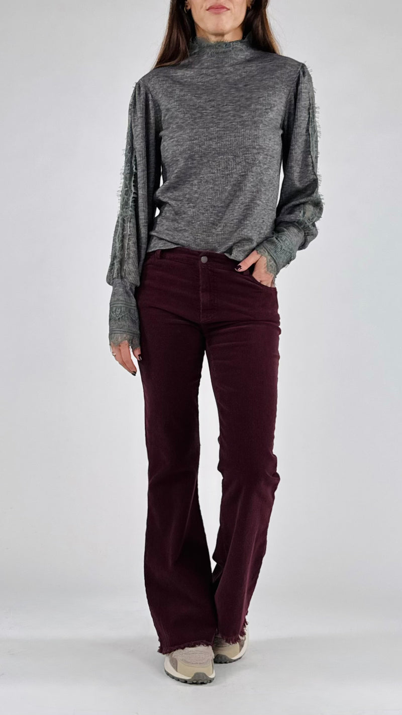 Pantalone velluto zampa T.