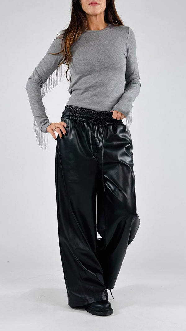 Pantalone palazzo ecopelle T.