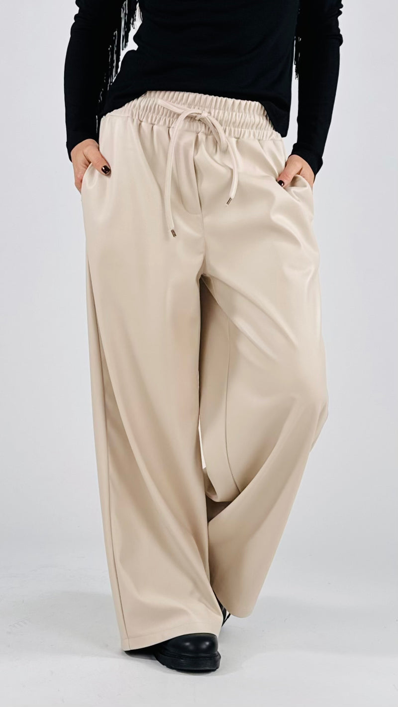 Pantalone palazzo ecopelle T.