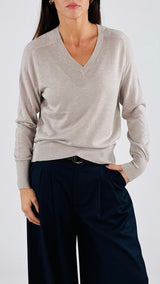 Pull scollo V lana merinos twin