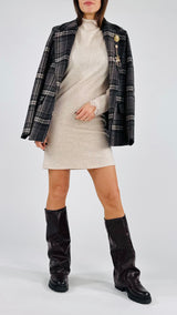 Abito costina manica baloon pizzo H.