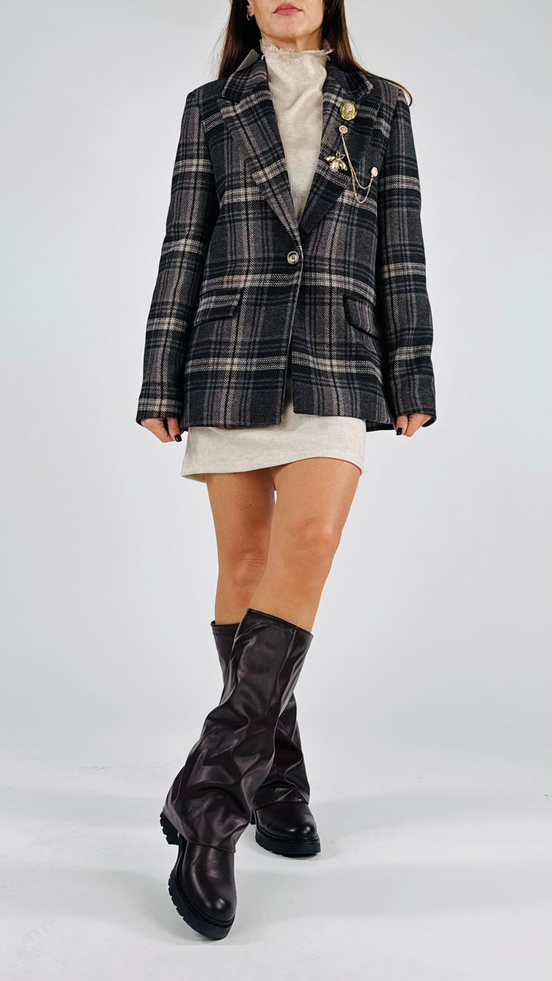 Giacca check spille Vic.