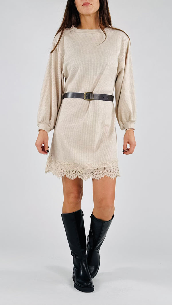 Abito costina fondo macramé H.