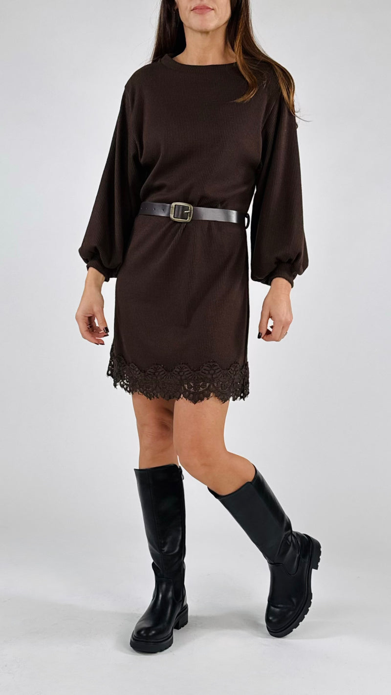 Abito costina fondo macramé H.