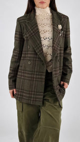 Giacca doppiopetto madras spille gioiello Vic.