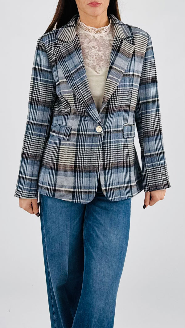 Giacca madras azzurro T.